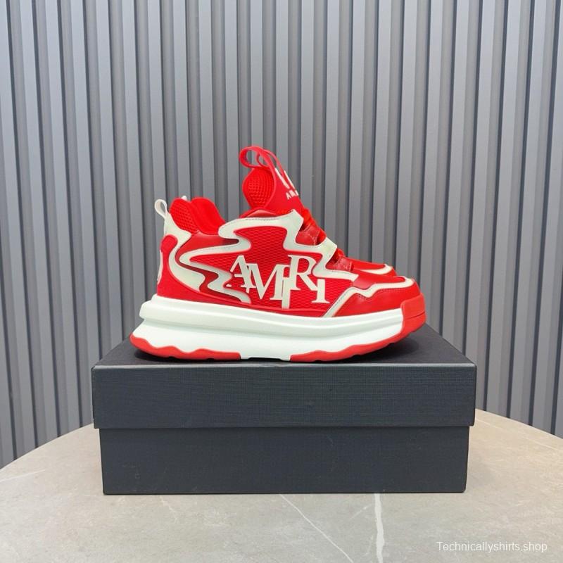 2024 Men Amiri Red White Leather Sneakers MJ00400