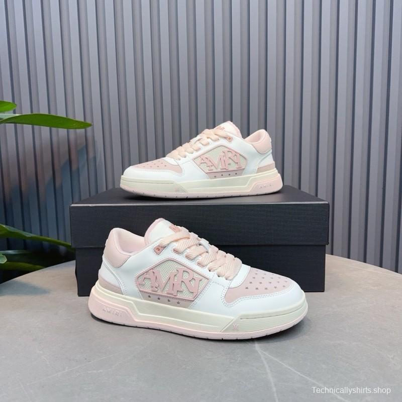 2025 Unisex Amiri White Pink Leather Sneakers MJ00360