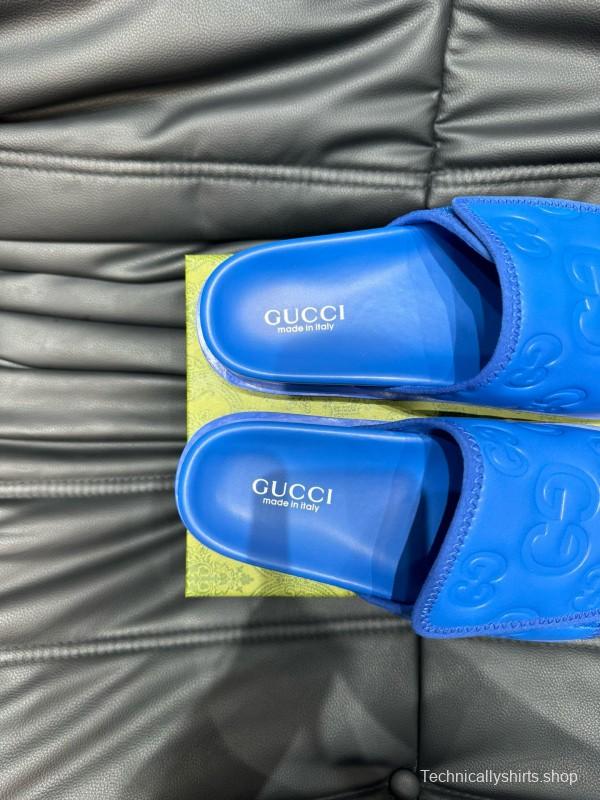 2024 Slippers Gucci Blue Leather Slippers MJ00200