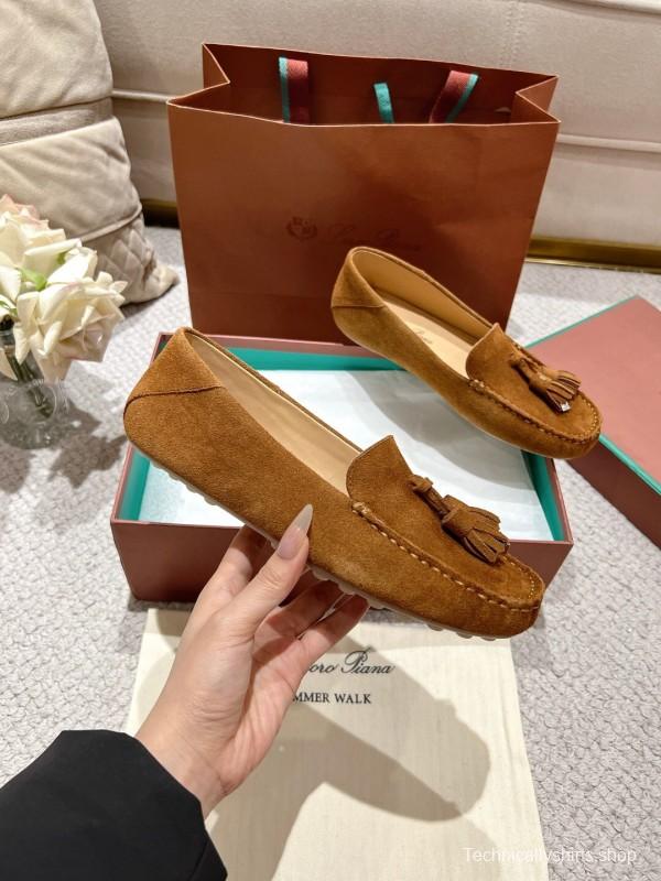 2025 Women LP Brown Suede Loafers Tassel LY00291
