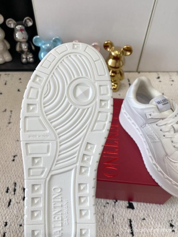 2025 Women Valentino White Leather Platform Sneakers LY00340