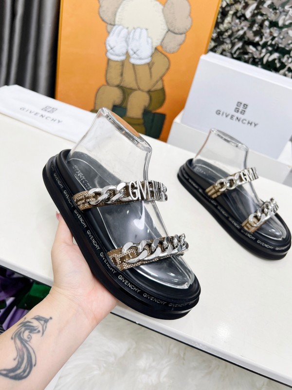 2025 Women Givenchy Black Transparent PVC Leather Sandals Chain LY00250
