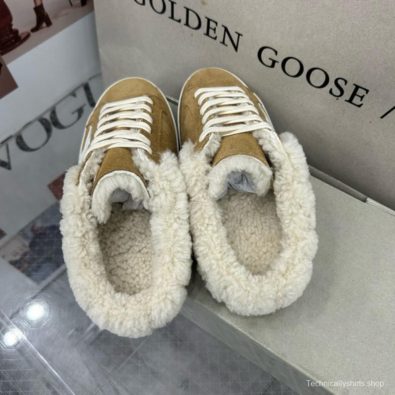 2025 Women GGDB Brown White Suede Shearling Sneakers
