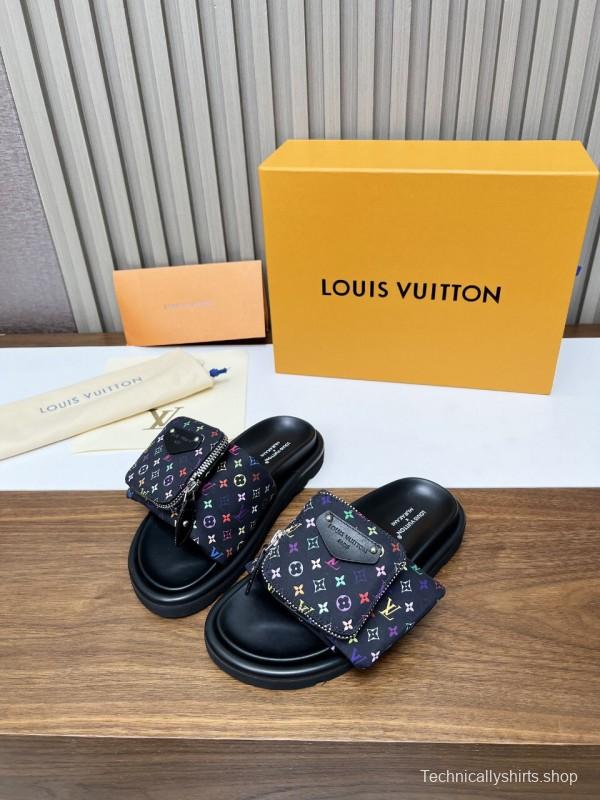 2025 Slippers Louis Vuitton Multicolor Canvas Slippers KFY00230