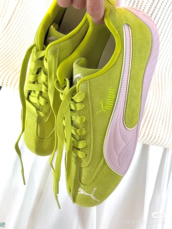 2025 Women Puma Yellow Pink Suede Sneakers KFY00260