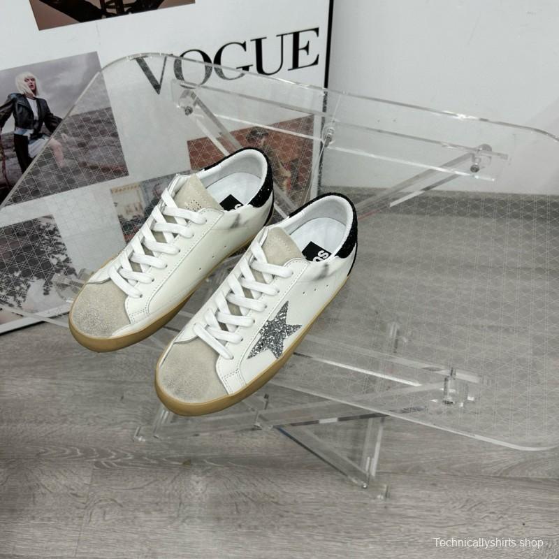 2025 Women GGDB White Black Silver Leather Suede Sneakers