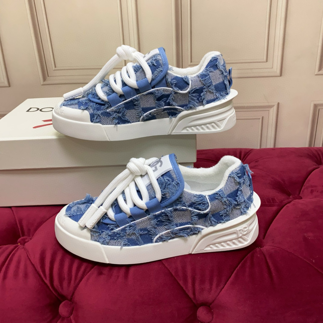 2024 Women Dolce & Gabbana Blue Denim Canvas Sneakers