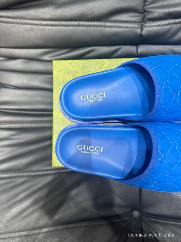 2024 Slippers Gucci Blue Leather Slippers MJ00200