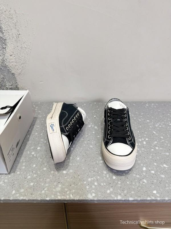 2025 Unisex VISVIM Black Canvas Sneakers KFY00260