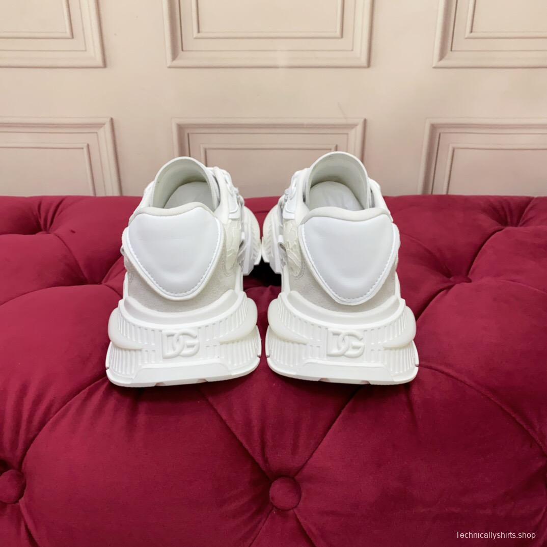 2025 Women Dolce & Gabbana White Mesh Leather Sneakers LY00340