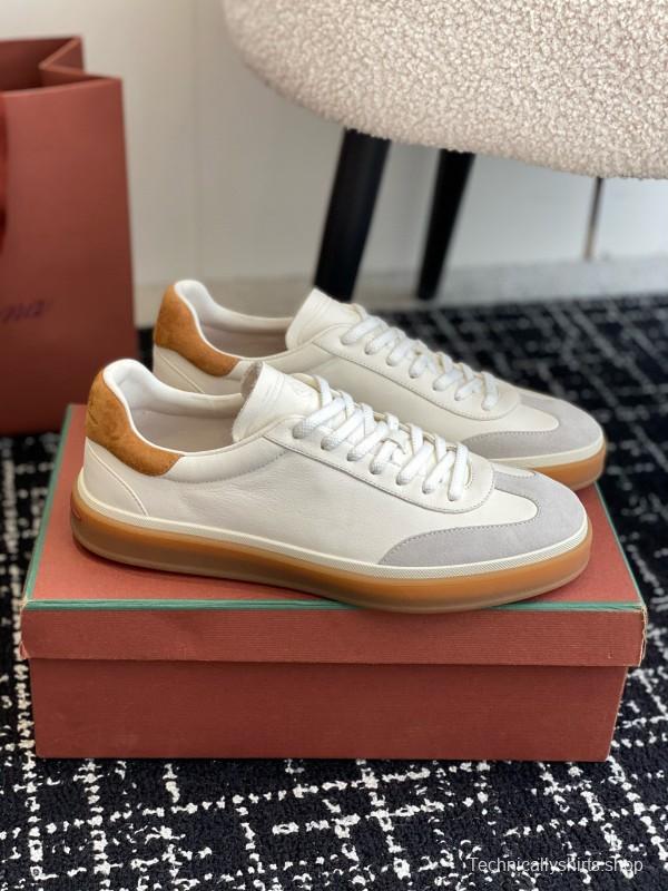 2024 Unisex Loro Piana White Beige Leather Calfskin Plimsolls MJ00320