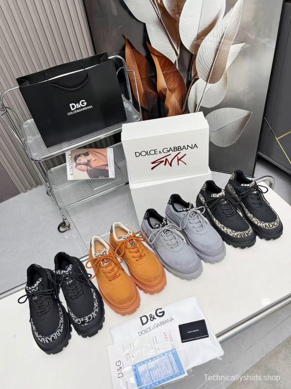 2024 Unisex Dolce & Gabbana Black Beige Leather Derby Shoes MJ00360