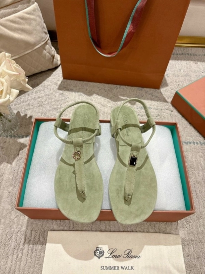 2025 Women LP Light Green Suede Sandals LY00360