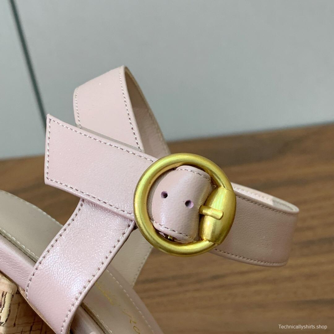2025 Women Gianvito Rossi Light Pink Leather Platform Sandals