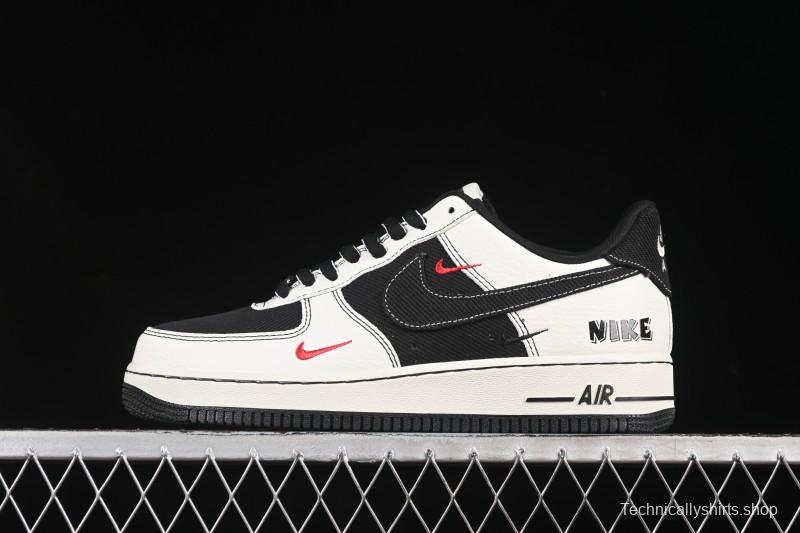 Nike Air Force 1'07 Low Black White Triple Swoosh Casual Sneakers - SC9207-537