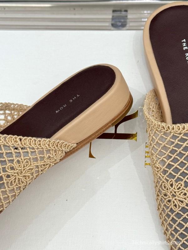 2025 Women The Row Beige Mesh Slippers KFY00260