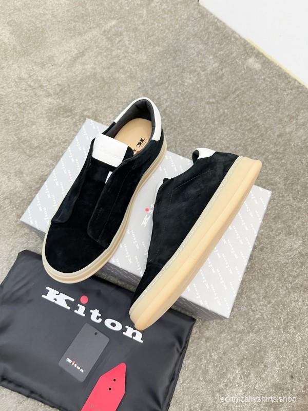 2025 Men Kiton Apricot Calf Suede Slip-On Casual Shoes AS00320