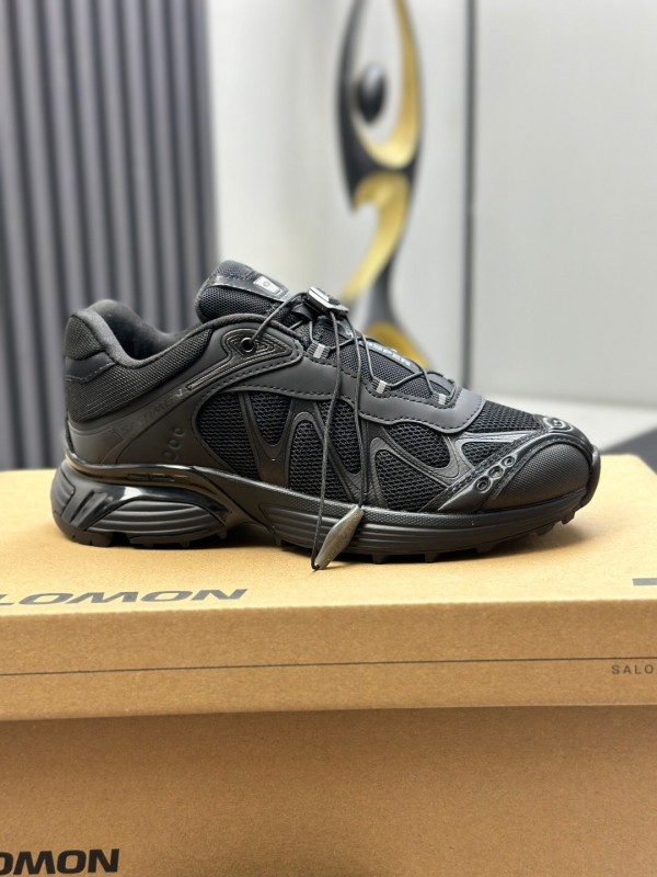2025 Unisex SALOMON Black Leather Mesh Sneakers AS00320