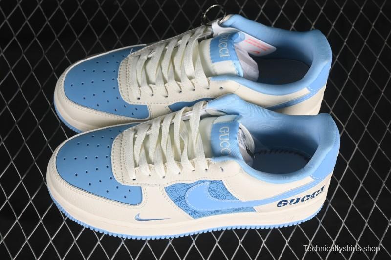 Nike Air Force 1 '07 Low Gucci Collaboration Ice Blue Low-Top Casual Sneakers - DF0188-067