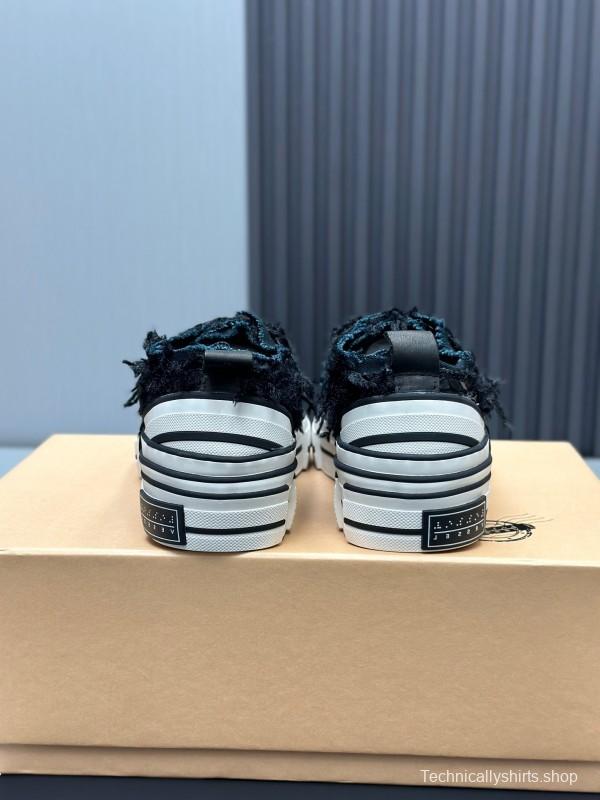 2025 Unisex XVESSEL Black Canvas Plimsolls Distressed Artistic AS00260