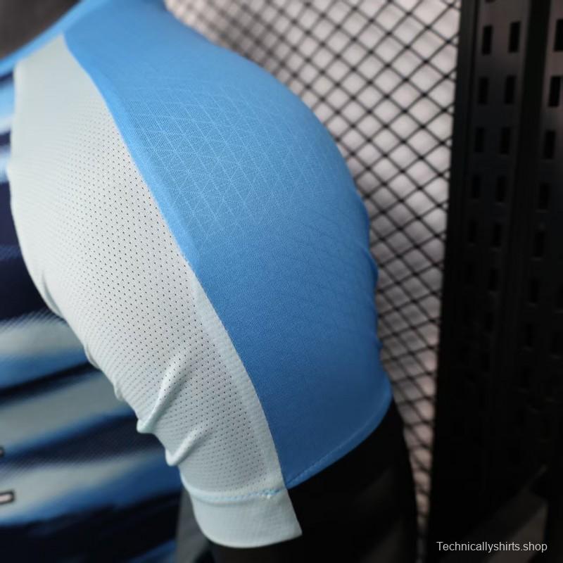 Player Version 25/26 Olympique de Marseille Blue with Gradient Wave Pattern Jersey