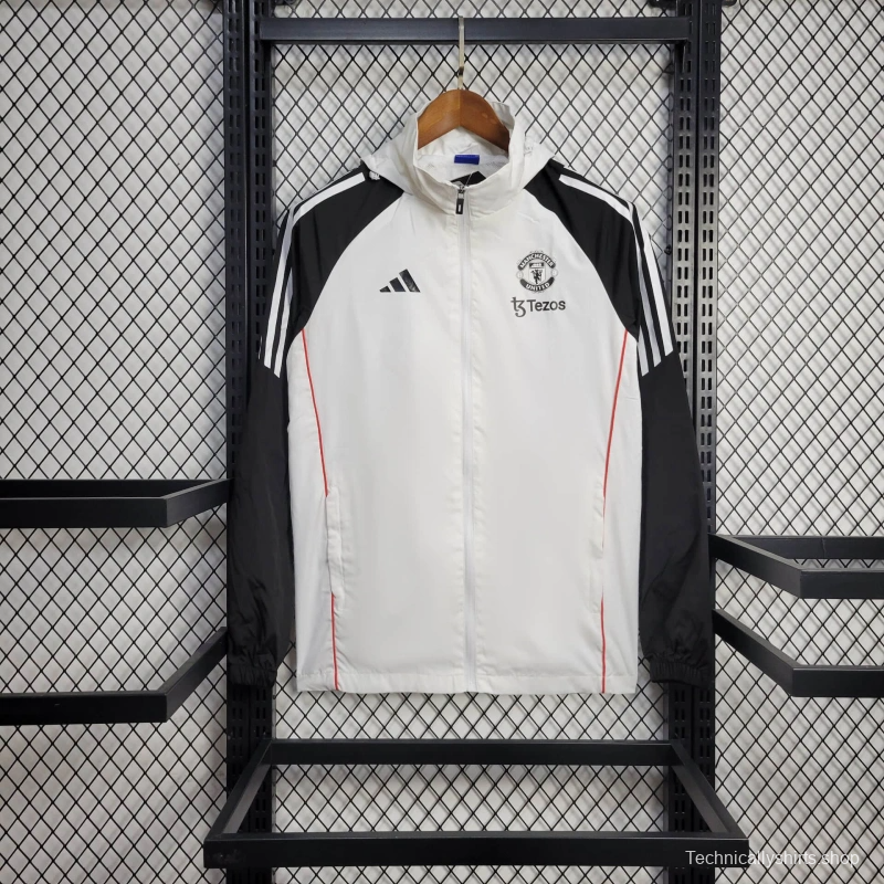 25/26 Manchester United Jacket White Windbreaker