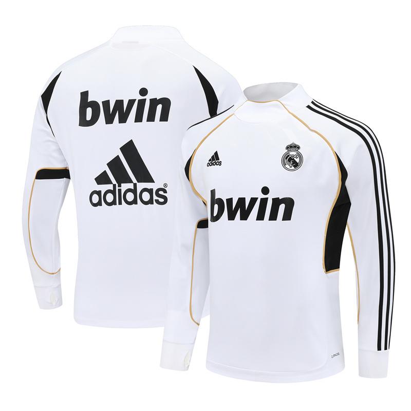 Retro 11/12 Real Madrid White Half Zipper Jacket