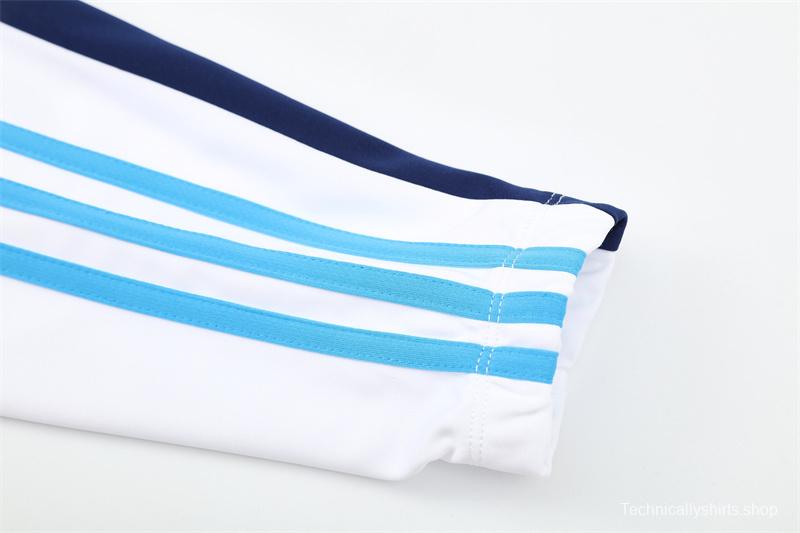 Retro 09/10 Real Madrid White Half Zipper Jacket+Long Pants