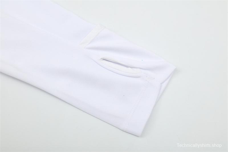 Retro 16/17 Real Madrid White Half Zipper Jacket+Long Pants