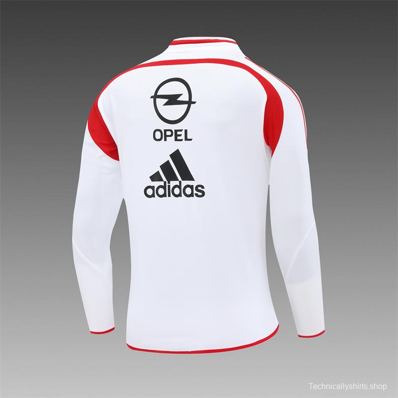 Retro 04/05 AC Milan White Half Zipper Jacket+Long Pants