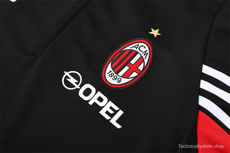 Retro 03/04 AC Milan Black Half Zipper Jacket+Long Pants