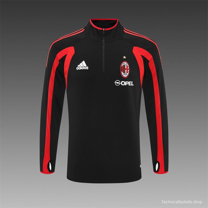 Retro 05/06 AC Milan Black Half Zipper Jacket+Long Pants