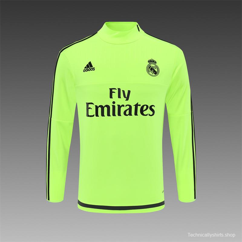 Retro 15/16 Real Madrid Fluorescent Green Half Zipper Jacket
