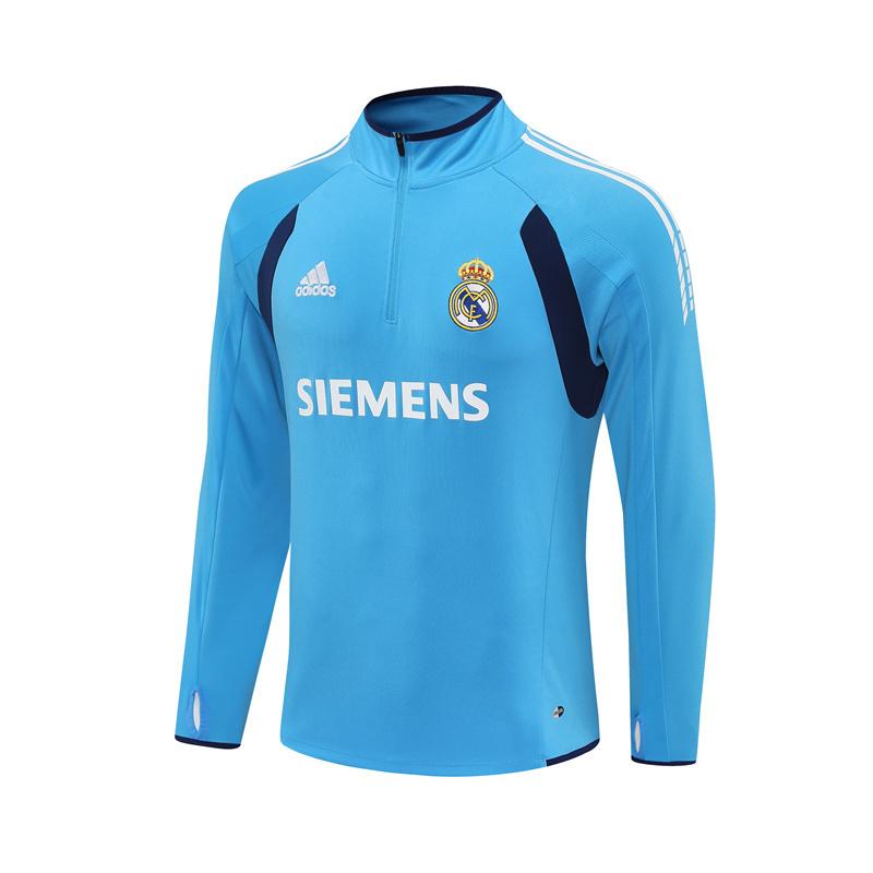 Retro 05/06 Real Madrid Light Blue Half Zipper Jacket+Long Pants