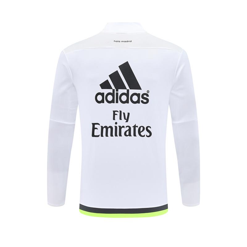 Retro 15/16 Real Madrid White Half Zipper Jacket+Long Pants