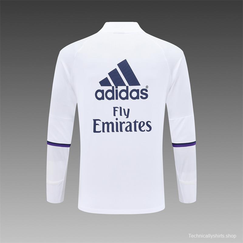 Retro 16/17 Real Madrid White Half Zipper Jacket