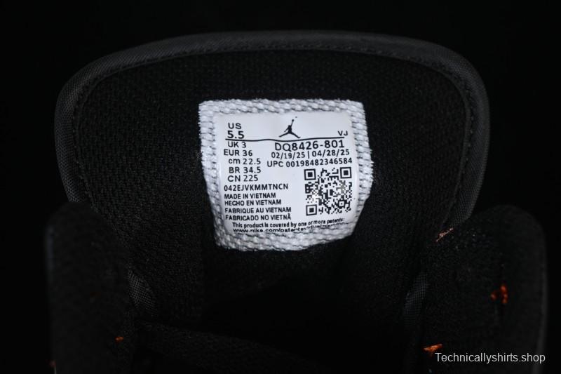 Nike Air Jordan 1 Mid AJ1 Mid-Top Casual Sneakers with Black White Orange Design - DQ8426-801