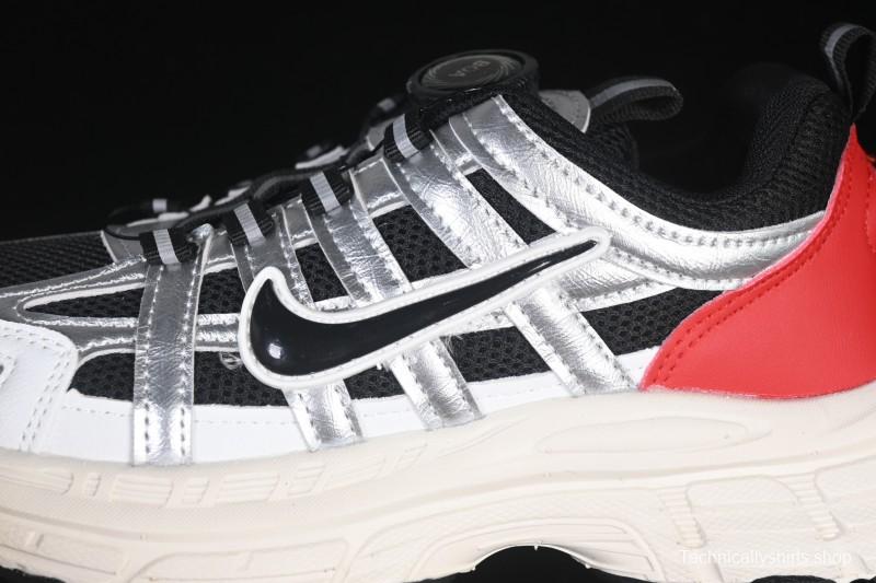 Nike P-6000 Retro Casual Sports Kids Shoes - Silver Red Black Swoosh