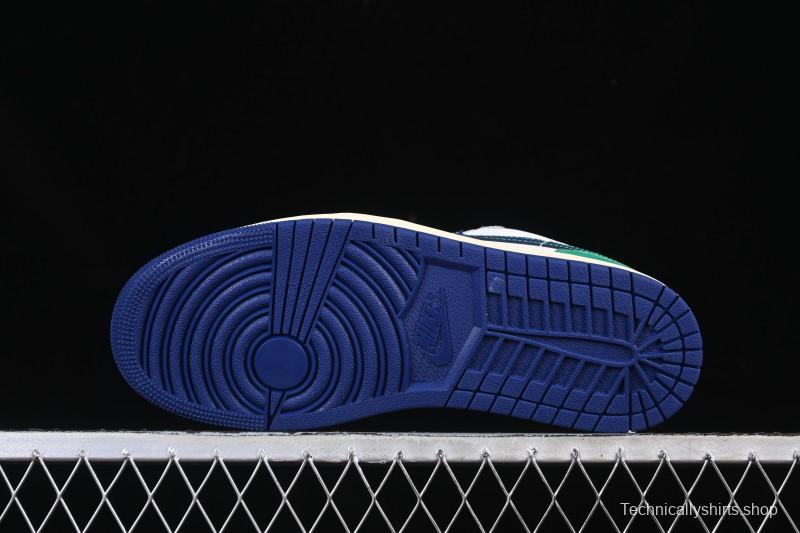 Nike Air Jordan 1 Low AJ1 Blue Green Colorway Low-Top Casual Skate Shoes - 553558-147