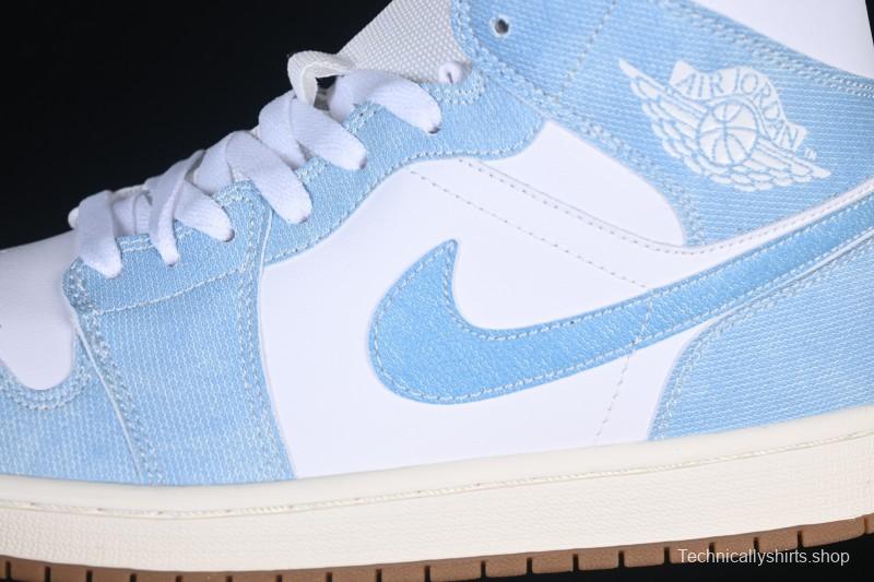 Nike Air Jordan 1 Mid Retro Denim Blue Casual Sneakers - HQ2005-100
