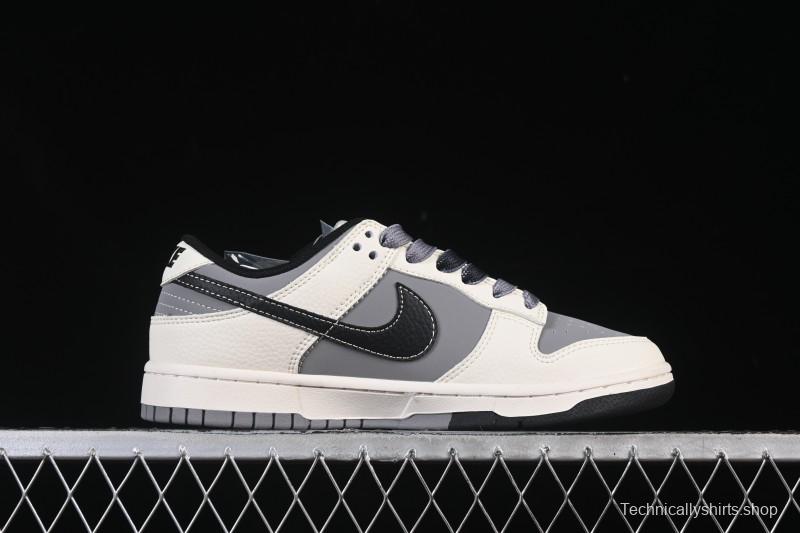 Nike SB Dunk Low Stone Island Collaboration Beige Grey Black Patchwork Anniversary Custom Low-Top Casual Skate Shoes - JP8028-041