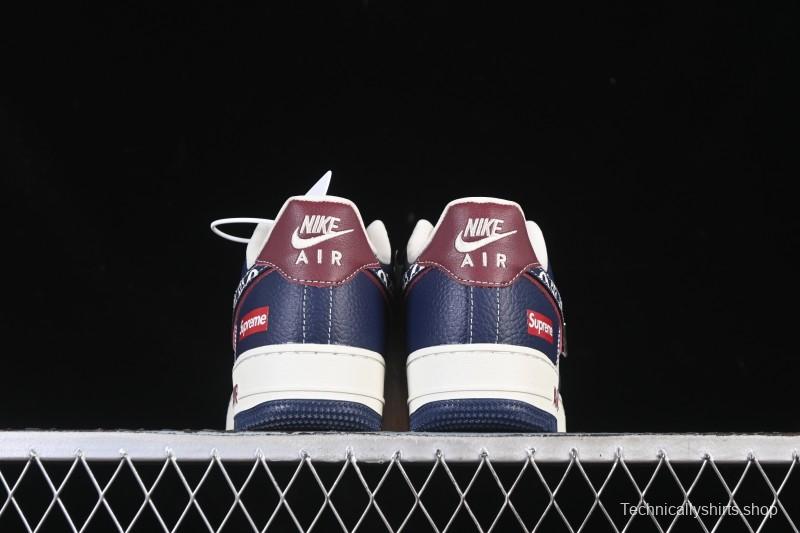 Nike Air Force 1 '07 Low Supreme Collaboration White Blue Wine Red Casual Sneakers - YF9511-801