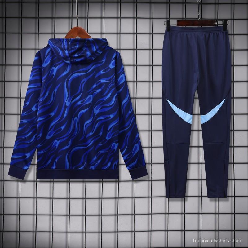 25/26 Real Madrid Blue Hoodie +Long Pants