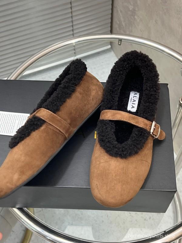 Alaia Fall/Winter 2025 Wool Mary Jane Ballet Flats - KFY00310