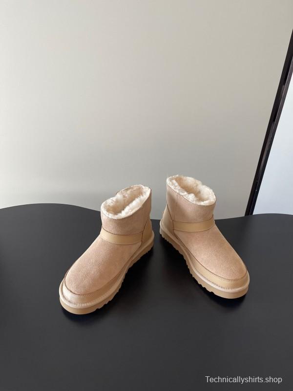 UGG 4512 Latest Buckle Flat Sole Premium Wool Anti-Slip Snow Boots - AS00290