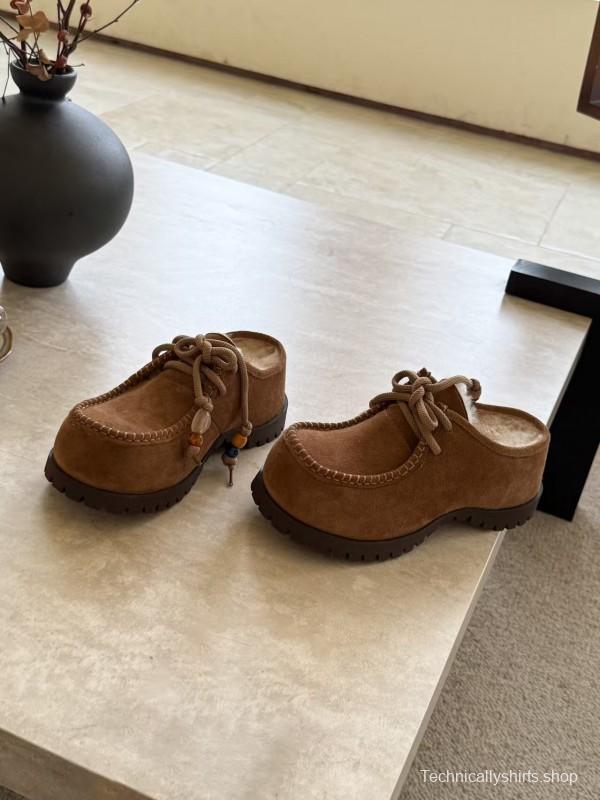 UGG Fall Winter New Potato Wool Slippers Retro Acrylic Buckle Design - KFY00250