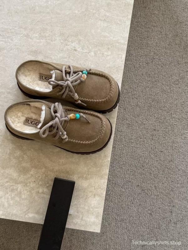 UGG Fall Winter New Potato Wool Slippers Retro Acrylic Buckle Decoration - KFY00250