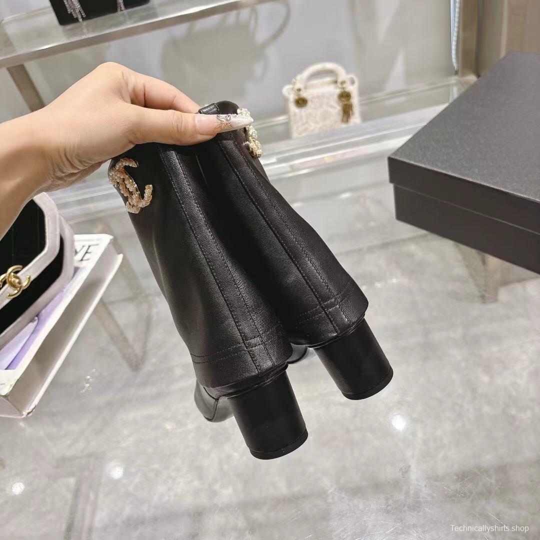 Chanel 2025/SS Runway Turn-Cuff Block Heel Straight Boots Tube Boots Classic Color Block - LY00400