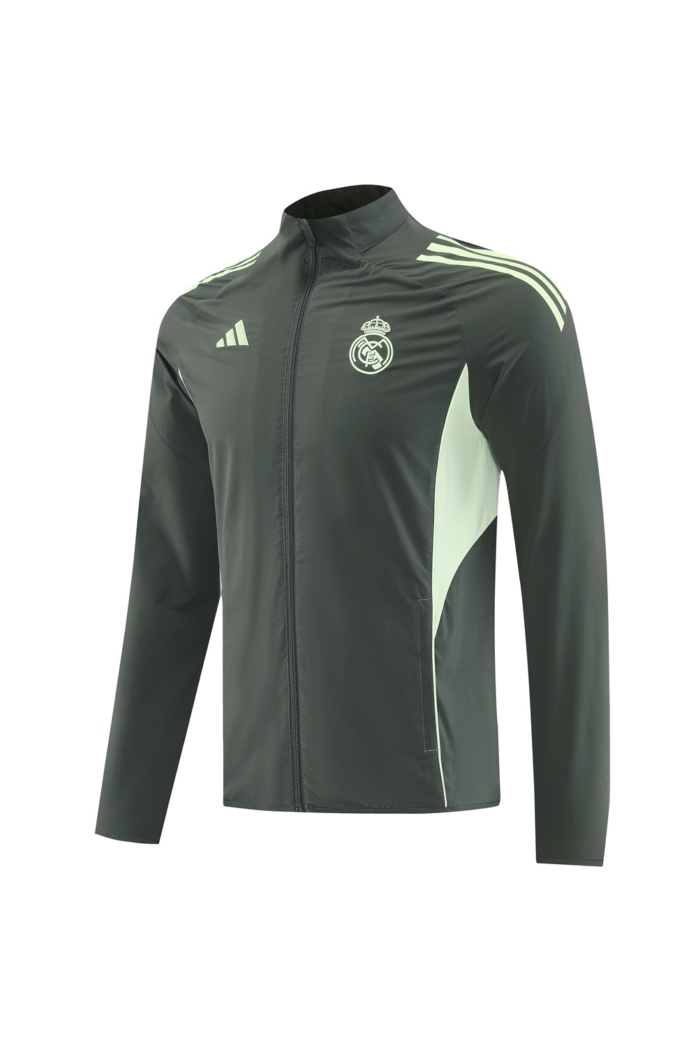 25/26 Real Madrid Dark Green Half Zipper Jacket+Long Pants S-3XL