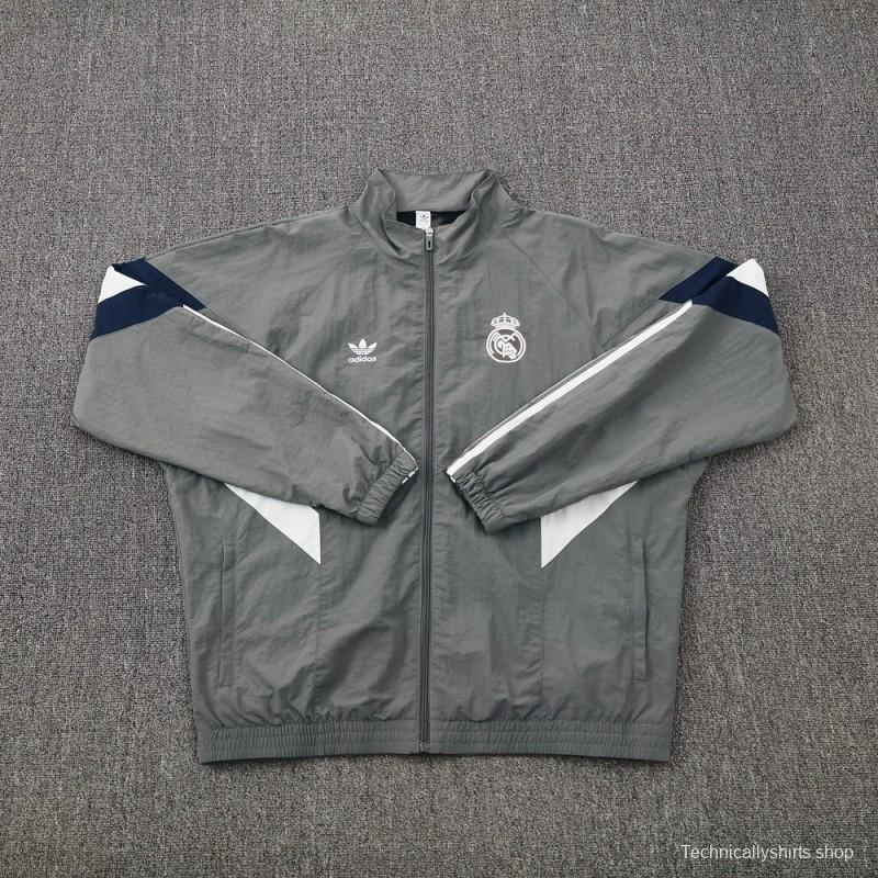 25/26 Real Madrid Grey S-3XL Half Zipper Jacket+Long Pants